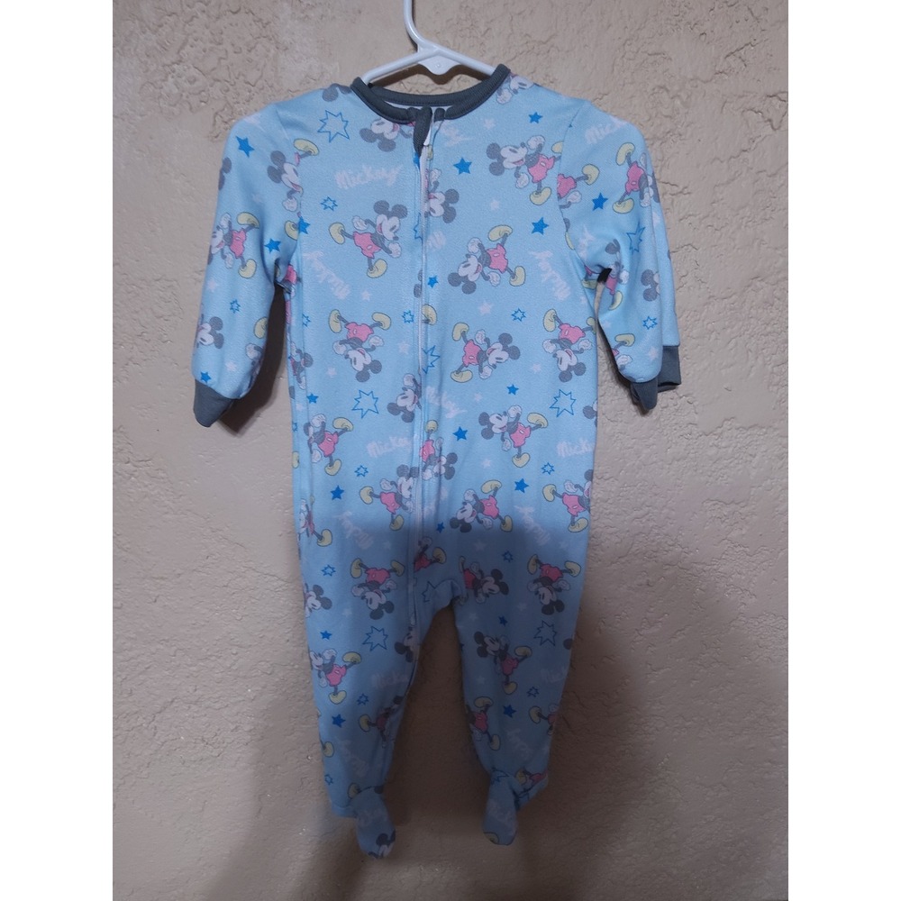 Disney Mickey Mouse Baby Footed Sleeper Fleece One Piece Blue Stars Pajamas